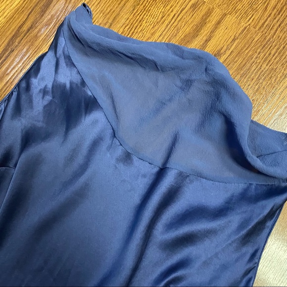 Vintage Y2K 100% Silk Blue Slip Dress Cowl Neck Silk Dress Backless Dress Prom - Picture 14 of 15